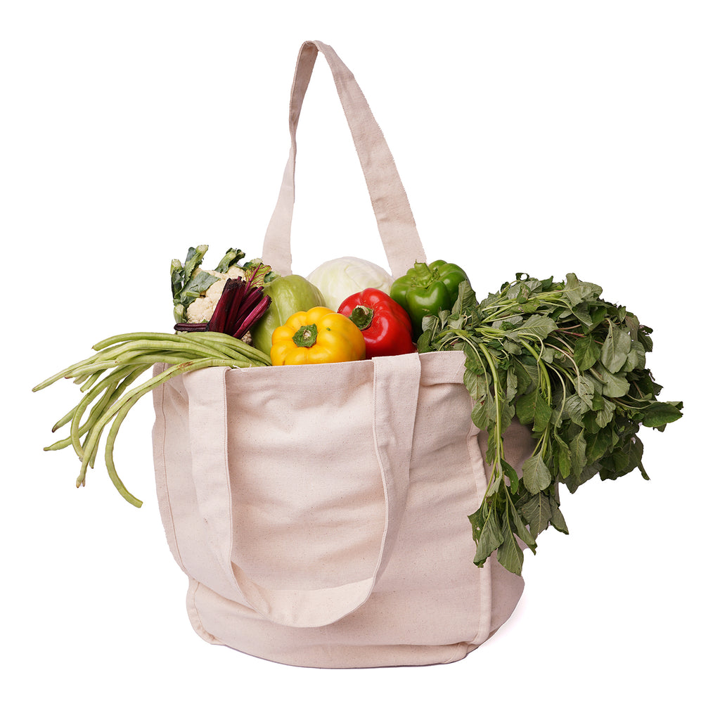 SPICE MONGER Multipurpose Grocery Bag with 6 Bottle Sleeves 100 Cotton Reusable Shopping Bag Eco friendly Canvas